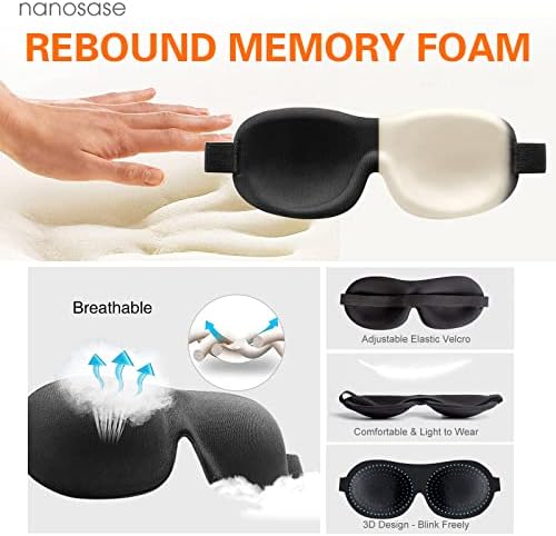 igozen 3D маска за сън с превръзка на очите, маска за сън с ефект на паметта Nanosase HD, изключително удобна и лесна за чорап. (1 Черна маска)