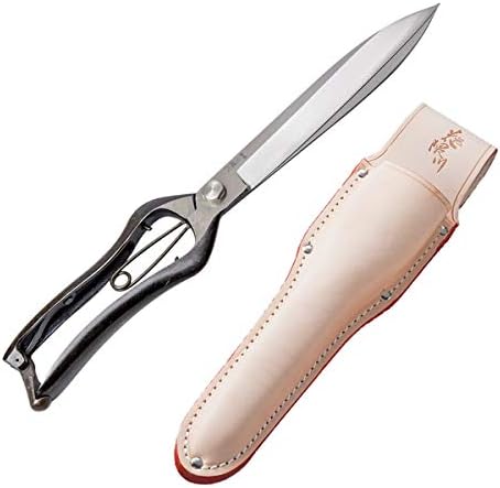 HANAKUMAGAWA градински Ножици за подстригване с една ръка 320 мм (12,6 инча) в джоба от естествена кожа, Произведено в Япония