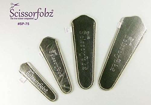 Седалките за ножици от SCISSORFOBZ улови за ножици -ЦЕННА опаковка-4 размера - Дизайнерски калъфи за ножици, ленти за бродерия, капитониране - Подарък за квилтеров и канализация - Блестящ златен металик.S-75