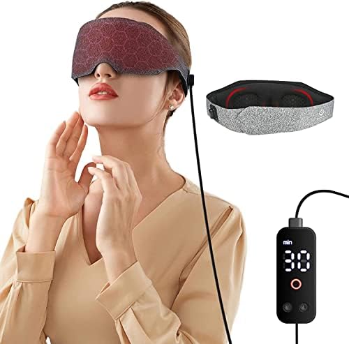 Маска за очи с подгряване, Електрически Маска за Очи с топъл, Контролирана температура и Каишка за мъже и Жени, Маска за Сън с 3D-Светозащитной Превръзка на очите, Сив