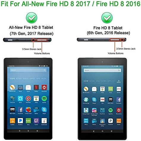 Калъф Casii за Kindle Fire HD 8, Лек, ултра тънък, с отделения за смарт карти, Гъвкава делото от мека изкуствена кожа, с притежател на молив за автоматичен режим на сън/пробуждане за Kindle Fire HD 8 /2017, Wood