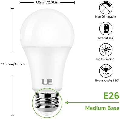 Комплект LE Lepro 丨 - електрически Крушки в канделябрах дневна светлина Бял цвят капацитет от 5000 До и led лампа стандартна база A19 E26 мощност 100 Вата В еквивалент на