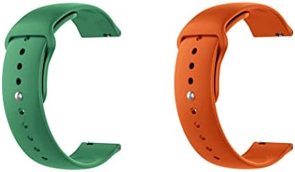 Быстросъемный каишка за часовник ONE ECHELON, съвместим със силикон каишка за часовник LG G Watch W100 с заключване на бутона в опаковка 2 (зелен и оранжев)