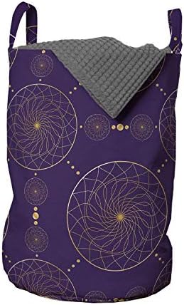 Абстрактна чанта за дрехи Ambesonne, черно-бели Илюзорни кръгове с Художествен принтом под формата на Ритмичного Фигурата, Кошница за дрехи с дръжки, закрывающаяся на ш