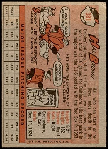 1958 Topps 381 Хал Браун Балтимор Ориолс (Бейзболна картичка) ЯРМАРОЧНЫЕ ориолс