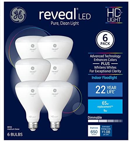GE Reveal 6 X led лампи R30 с мощност 65 W, с регулируема яркост, улучшающих цвят led осветителни тела