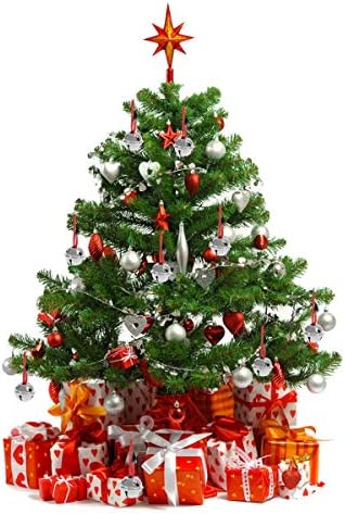 Holibanna 20pcs Коледна Камбанка, Сребърни Блестящи Камбанки Выдалбливают Звезден Камбанка за Шейни с Панделка САМ Занаятите Декор на Коледната Елха (4 см)