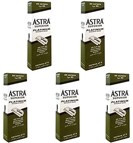 500 Безопасни Бритвенных остриета Astra Superior Premium Platinum С двойно острие 5 опаковки по 20 броя