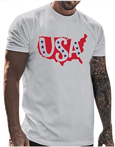 UBST 4 юли Мъжки тениски с къс ръкав и патриотичен принтом Хартата на САЩ, тениски с кръгло деколте, Лятна Ежедневни тениска за тренировка