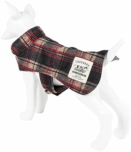 Яке за кучета Touchdog ® 2-в-1 в клетка от шотландки със съответните обратим подложка за кучета - Палто за кучета има закопчалка с куки и примки и руно, а мат за домашни любимци, покрита с полиестерна тъкан, подобна