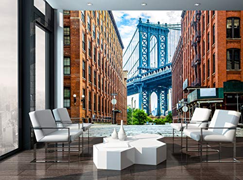 Фотообои – Манхэттенский мост – Стенни Пана с Участието на Бруклин, Ню Йорк, Изображение Стенен декор (144x100 инча - 366x254 см), на Хартиен Плакат в Голям Размер за Спалня, Дневна