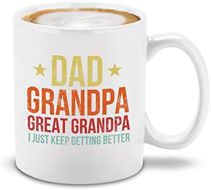 shop4ever® Татко, дядо, прадедушка, аз просто продължавам подобряване на Керамични кафеена чаша, Чаена чаша 11 грама. Подарък за Деня на бащата