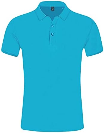 Класически Ризи с къси ръкави за Мъже, Ежедневни Бизнес Риза с къси ръкави, Летни Влагоотводящие Основни Памучни Блузи за Голф, Светло Синьо