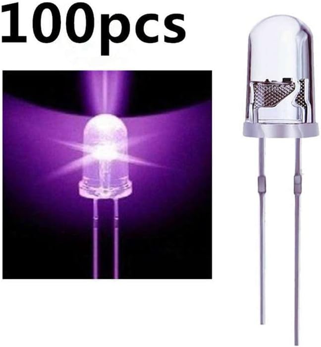 100 бр./лот, 5 мм, През Лилаво UV-led Диод, Супер Ярък Воден Прозрачен led лампа, Лилаво - (Цвят: лилав)