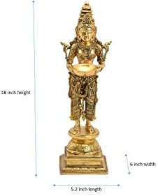 БХАРАТ ХААТ Декоративна Индийски Застояла Дама Ръчно изработени От Месинг с Традиционната Маслена Лампа BH05386