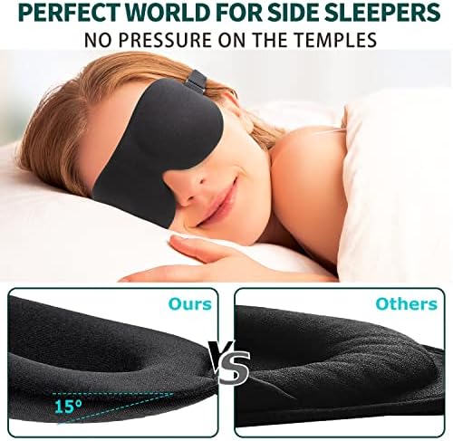 Маска за сън, за да спи на гърба и хълбоците, Принудителна светлина, Маска за очи за сън с 3D нощни обвързани, Ultralight Пътен калъф за очите