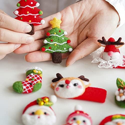 Wakauto 3 Комплект Коледни Игли, Определени за Тепане с Подарък една Кутия на Дядо Коледа Коледа Отглеждане Вълна, Комплект за Тепане Начинаещи направи си САМ Коледна Украса Брошка