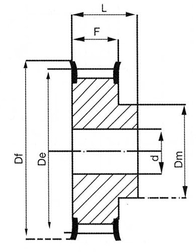 Ролка ГР Ametric 26L100 от стомана ANSI фланец, 26 Зъбите, 0,5625 Инча +/-1/16 Водещ на отвора (d), Външен диаметър 3,07 инча (De), диаметър стъпки 3.1 инча (Dp), ширина на челото на 1,25 инча (F), (Аметрический 1-081)