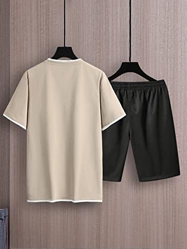 Мъжко облекло от две части NIBHZ, Мъжка риза 2 в 1 и къси панталони с ивици (Цвят: многоцветен, Размер: Средно)