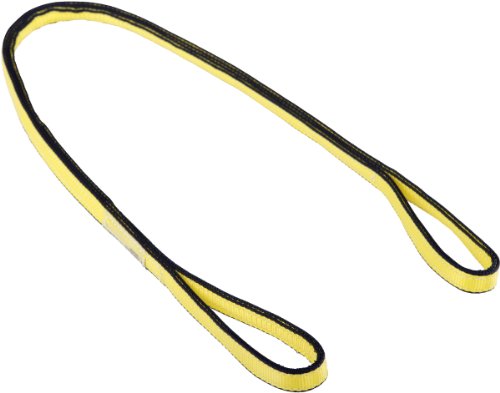 Прашка от полиестерни платна Mazzella Lifting Technologies 5000-2027 EE4-904 Edgeguard, на око, жълто, 4 слой, дължина 20 фута и широчина 4 инча, плоски капси 12 см, товароносимост вертикално от 22